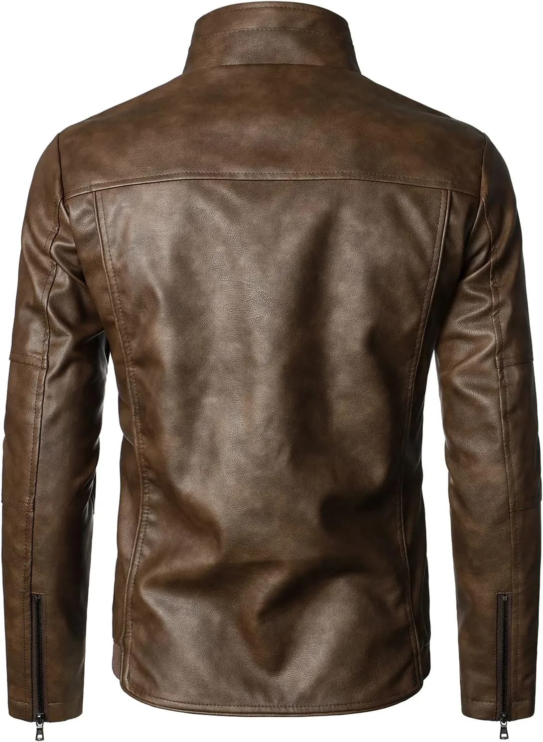 HOOD CREW Mens Faux Leather Jacket Lightweight Fashion Motorcycle Leather Jackets Coat