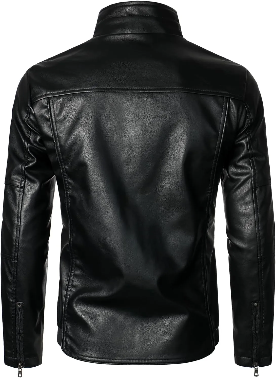 HOOD CREW Mens Faux Leather Jacket Lightweight Fashion Motorcycle Leather Jackets Coat