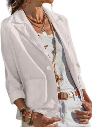 IDEALSANXUN Linen Blazer Women Spring Summer Casual Lightweight Jackets Business Outfits Office Work Tops