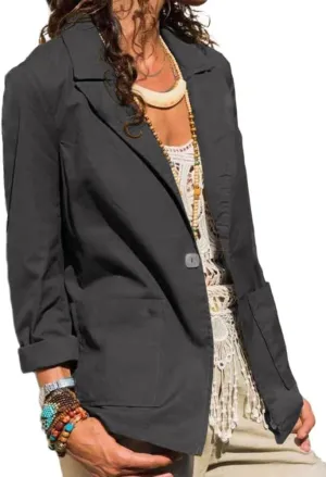 IDEALSANXUN Linen Blazer Women Spring Summer Casual Lightweight Jackets Business Outfits Office Work Tops