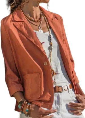 IDEALSANXUN Linen Blazer Women Spring Summer Casual Lightweight Jackets Business Outfits Office Work Tops