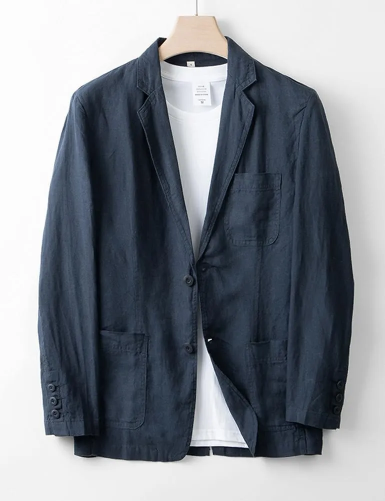 IDEALSANXUN Mens 100% Linen Blazer Casual Spring Summer Lightweight Suit Jackets Sports Coat