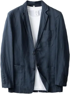 IDEALSANXUN Mens 100% Linen Blazer Casual Spring Summer Lightweight Suit Jackets Sports Coat