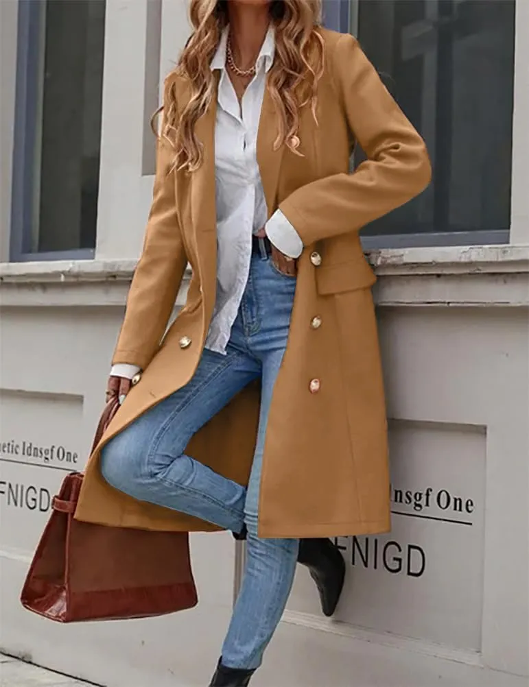IDEALSANXUN Womens Long Wool Coat for Women Fall Winter Trench Coat Trendy Jackets