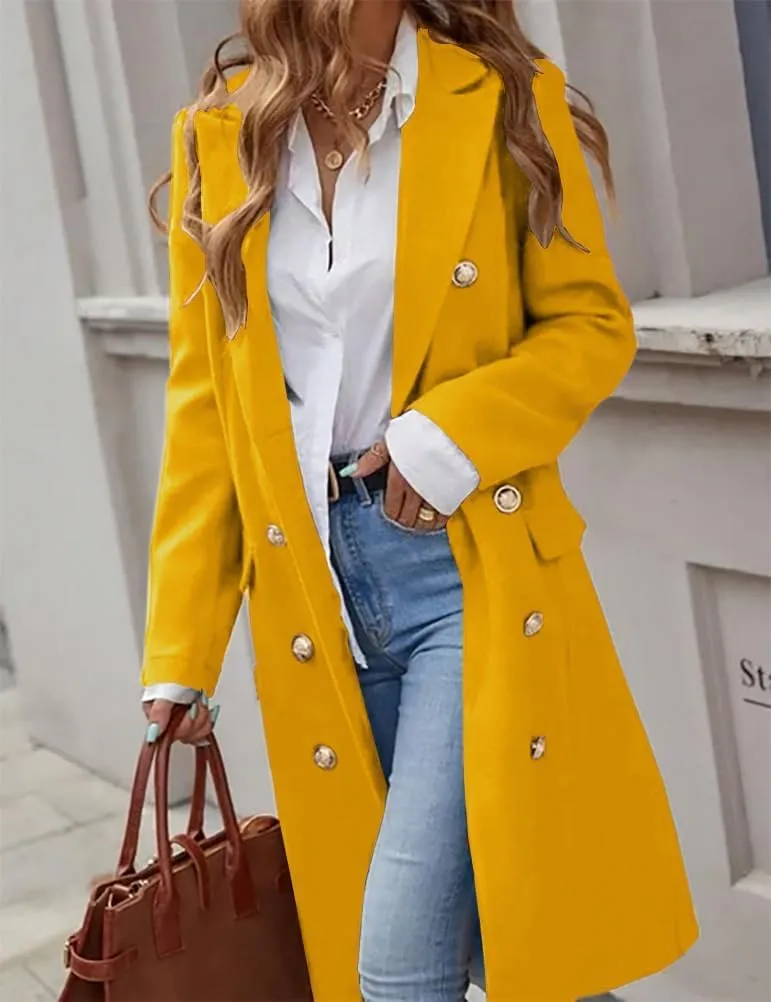 IDEALSANXUN Womens Long Wool Coat for Women Fall Winter Trench Coat Trendy Jackets