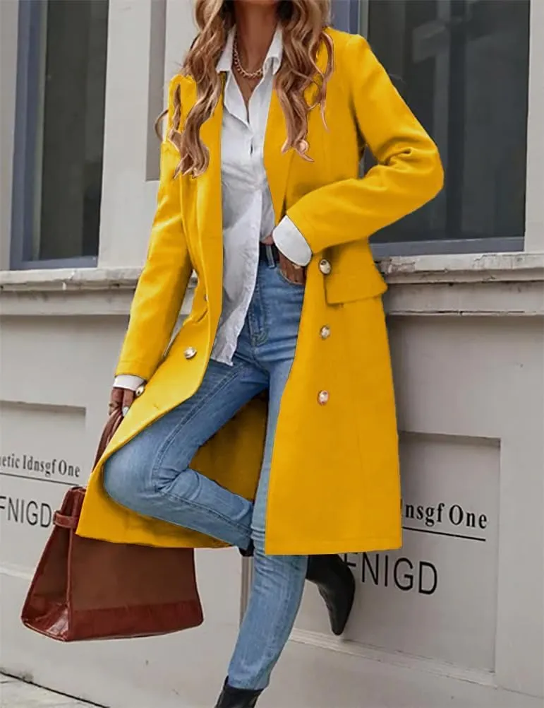 IDEALSANXUN Womens Long Wool Coat for Women Fall Winter Trench Coat Trendy Jackets