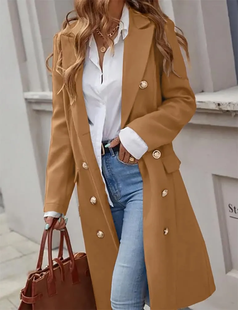 IDEALSANXUN Womens Long Wool Coat for Women Fall Winter Trench Coat Trendy Jackets