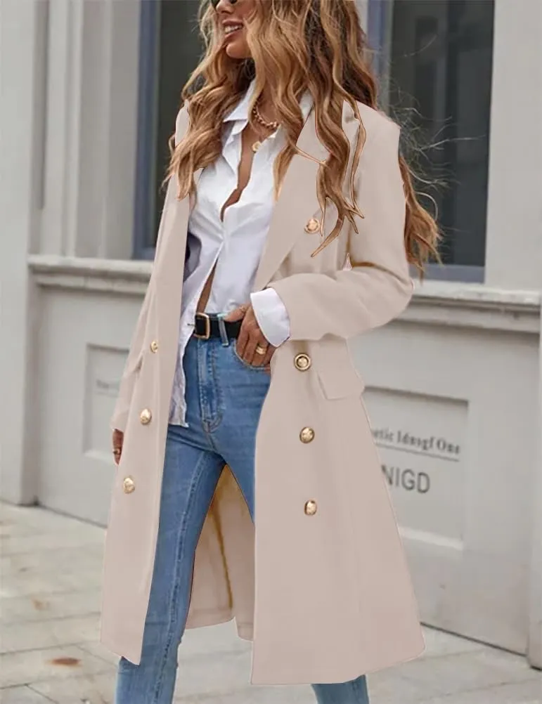IDEALSANXUN Womens Long Wool Coat for Women Fall Winter Trench Coat Trendy Jackets