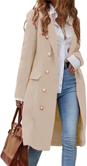 IDEALSANXUN Womens Long Wool Coat for Women Fall Winter Trench Coat Trendy Jackets