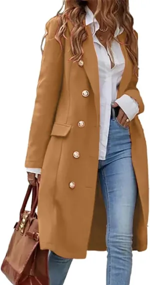 IDEALSANXUN Womens Long Wool Coat for Women Fall Winter Trench Coat Trendy Jackets
