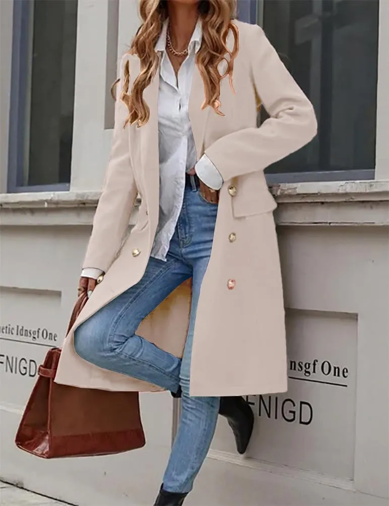 IDEALSANXUN Womens Long Wool Coat for Women Fall Winter Trench Coat Trendy Jackets