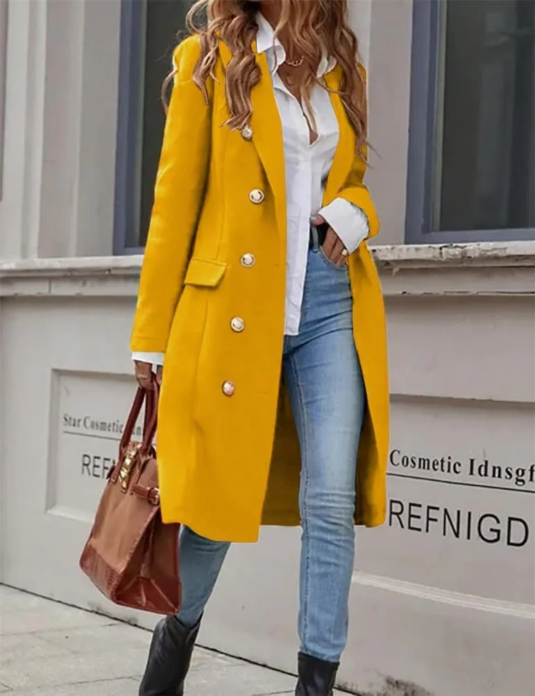 IDEALSANXUN Womens Long Wool Coat for Women Fall Winter Trench Coat Trendy Jackets