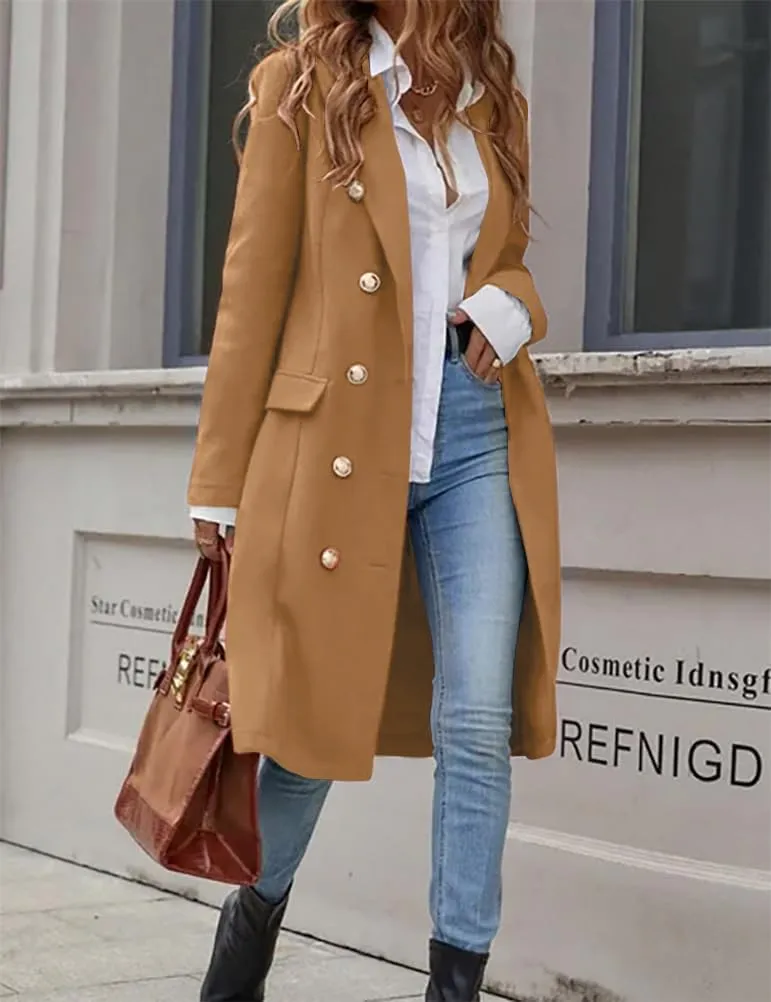 IDEALSANXUN Womens Long Wool Coat for Women Fall Winter Trench Coat Trendy Jackets