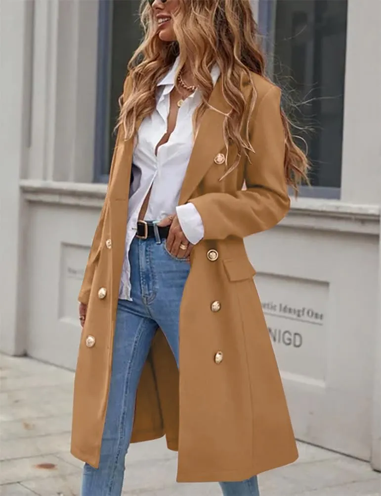 IDEALSANXUN Womens Long Wool Coat for Women Fall Winter Trench Coat Trendy Jackets
