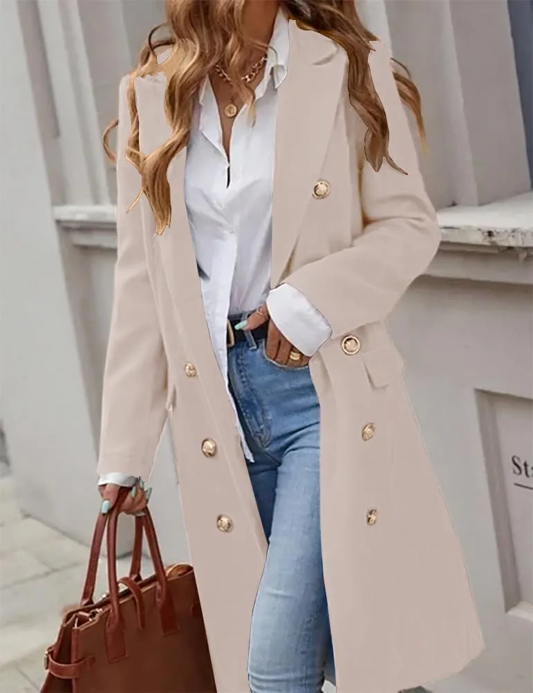 IDEALSANXUN Womens Long Wool Coat for Women Fall Winter Trench Coat Trendy Jackets