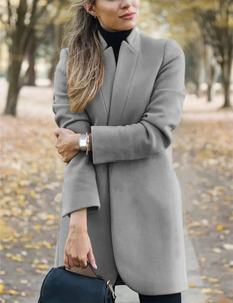 IDEALSANXUN Womens Wool Coat Long Blazer Jackets Fall Winter Peacoat with Pockets