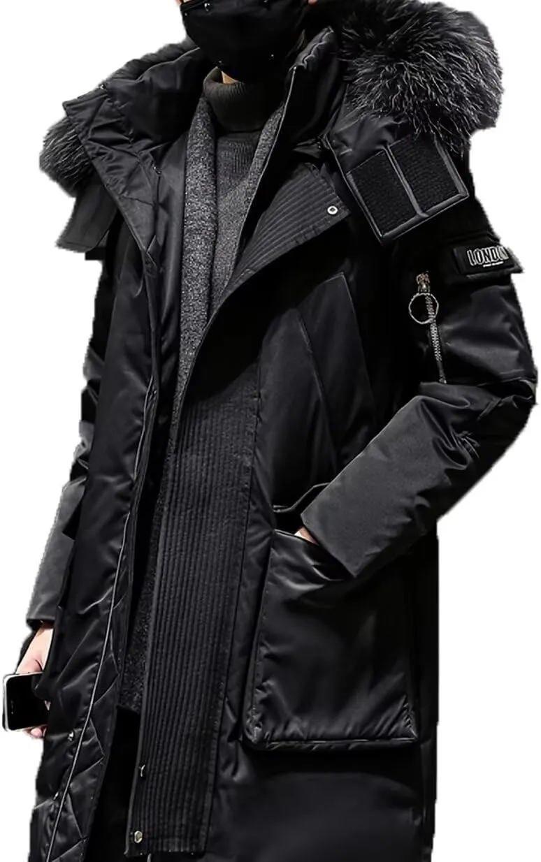 INVACHI Men's Down Parka Jacket Heavy Winter Coats for Men Thermal Insulated Puffer Jacket Hooded Windproof Jacket