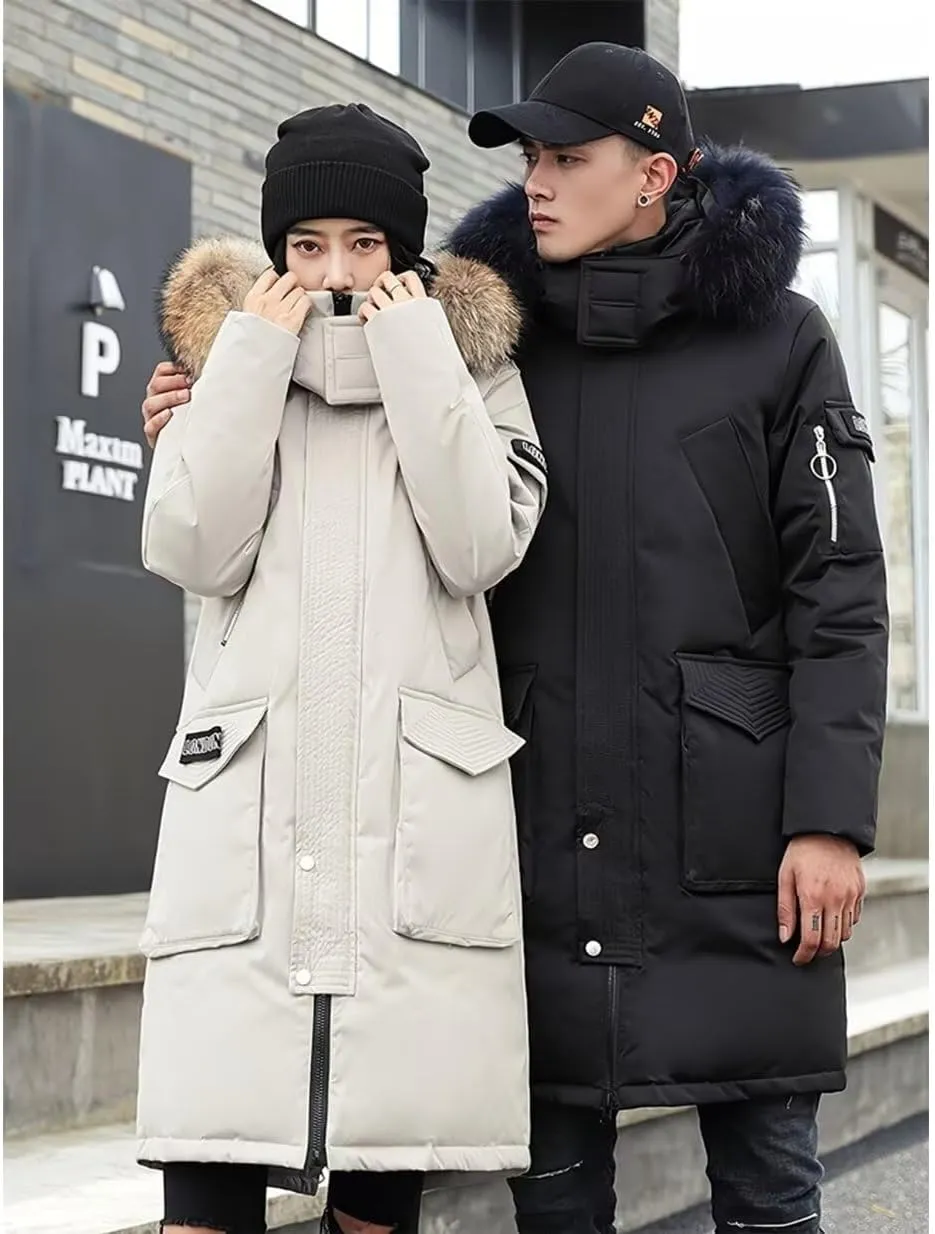 INVACHI Men's Down Parka Jacket Heavy Winter Coats for Men Thermal Insulated Puffer Jacket Hooded Windproof Jacket