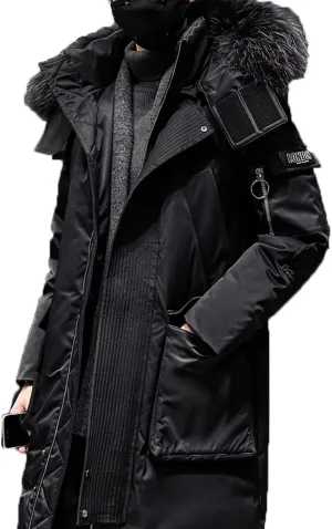 INVACHI Men's Down Parka Jacket Heavy Winter Coats for Men Thermal Insulated Puffer Jacket Hooded Windproof Jacket