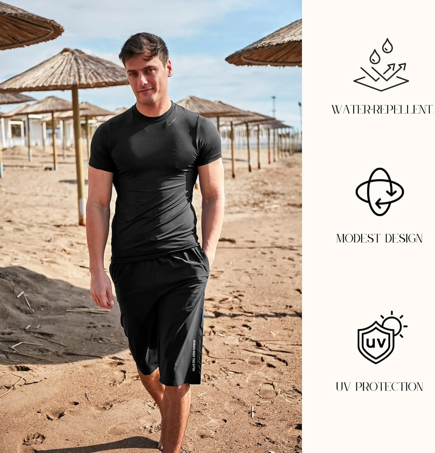 Islamic Men's Long-Fit Swimwear-Shorts | Knee-Length Modest Bathing Suits | Comfortable for Sports, Daily Wear