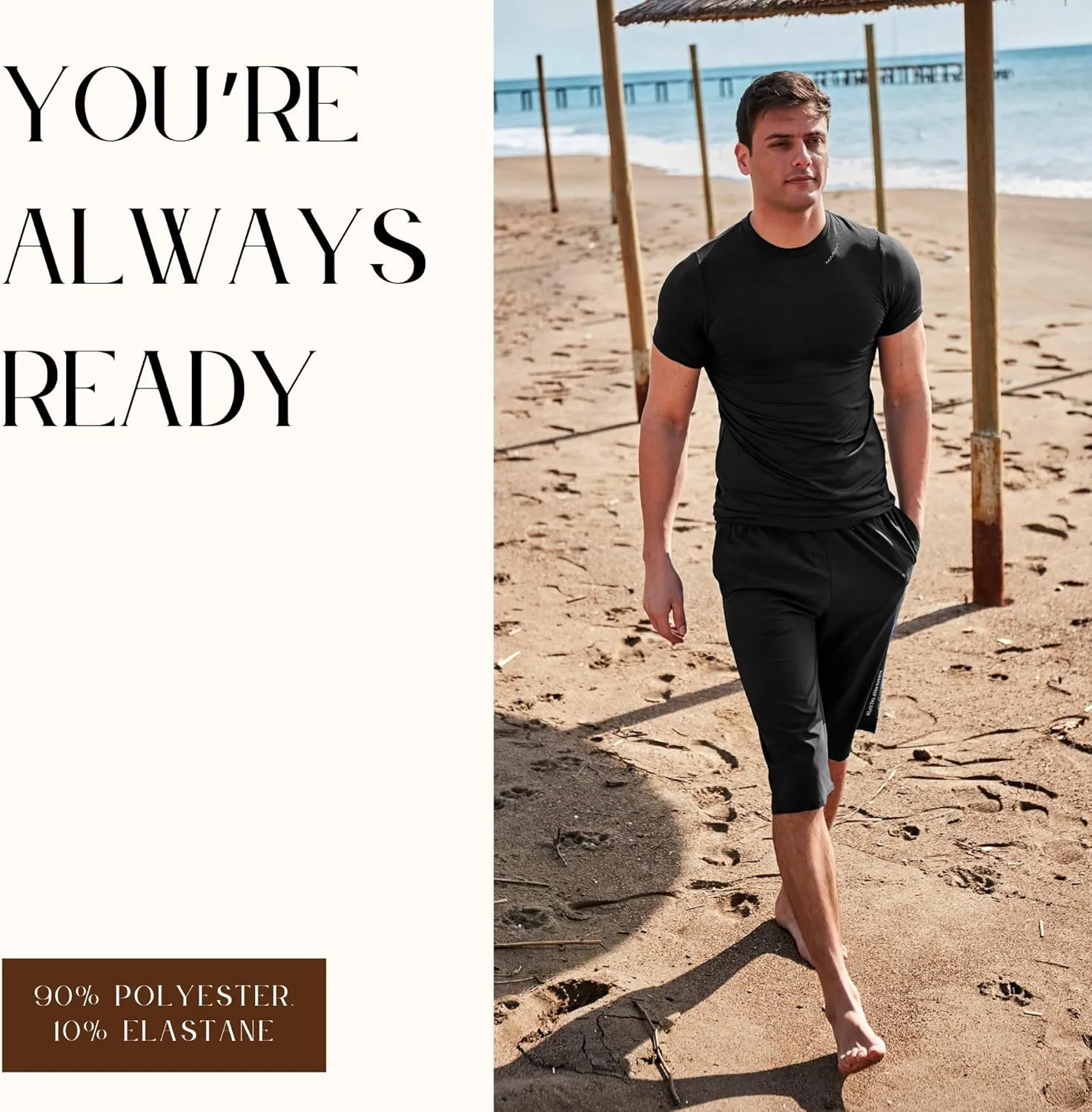 Islamic Men's Long-Fit Swimwear-Shorts | Knee-Length Modest Bathing Suits | Comfortable for Sports, Daily Wear