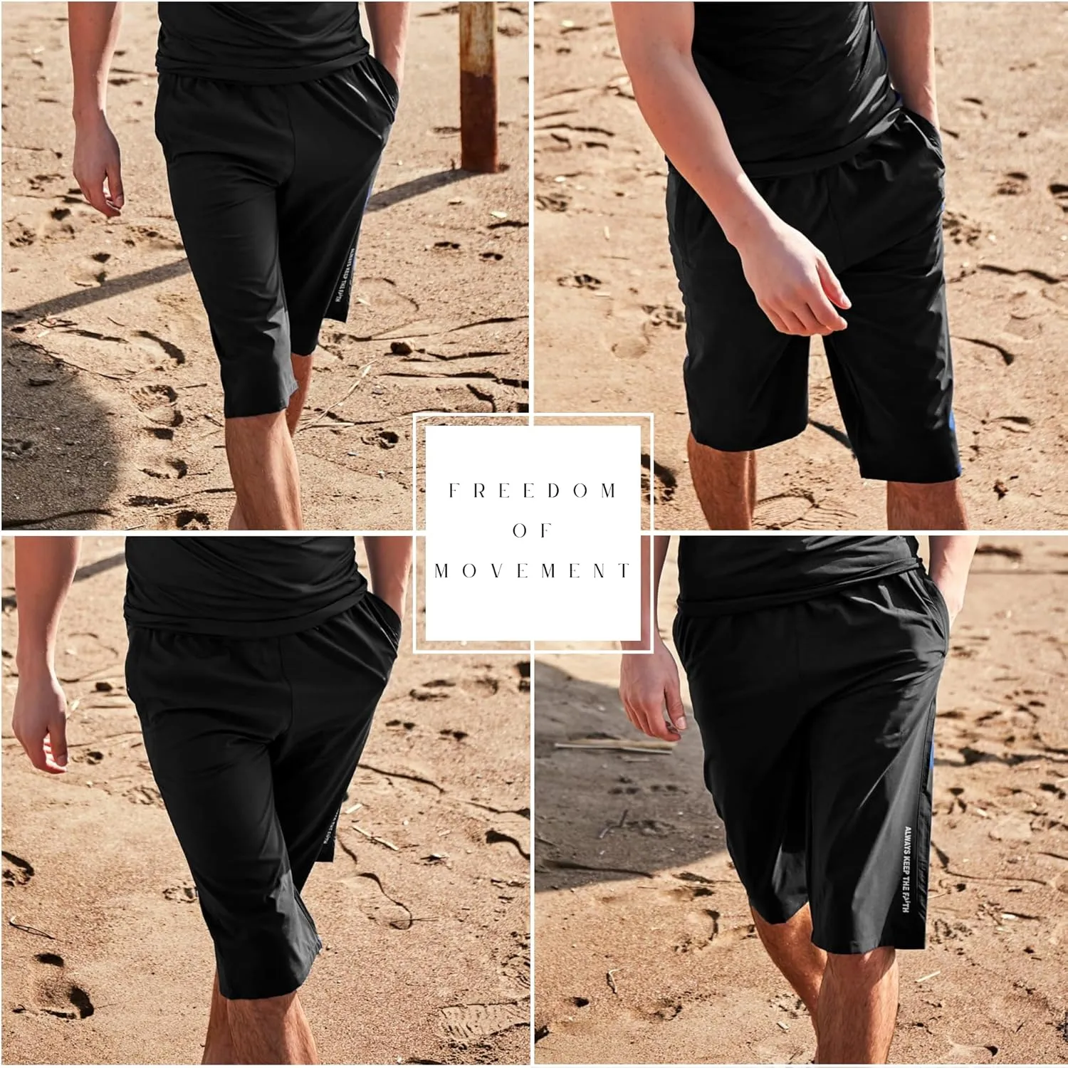 Islamic Men's Long-Fit Swimwear-Shorts | Knee-Length Modest Bathing Suits | Comfortable for Sports, Daily Wear