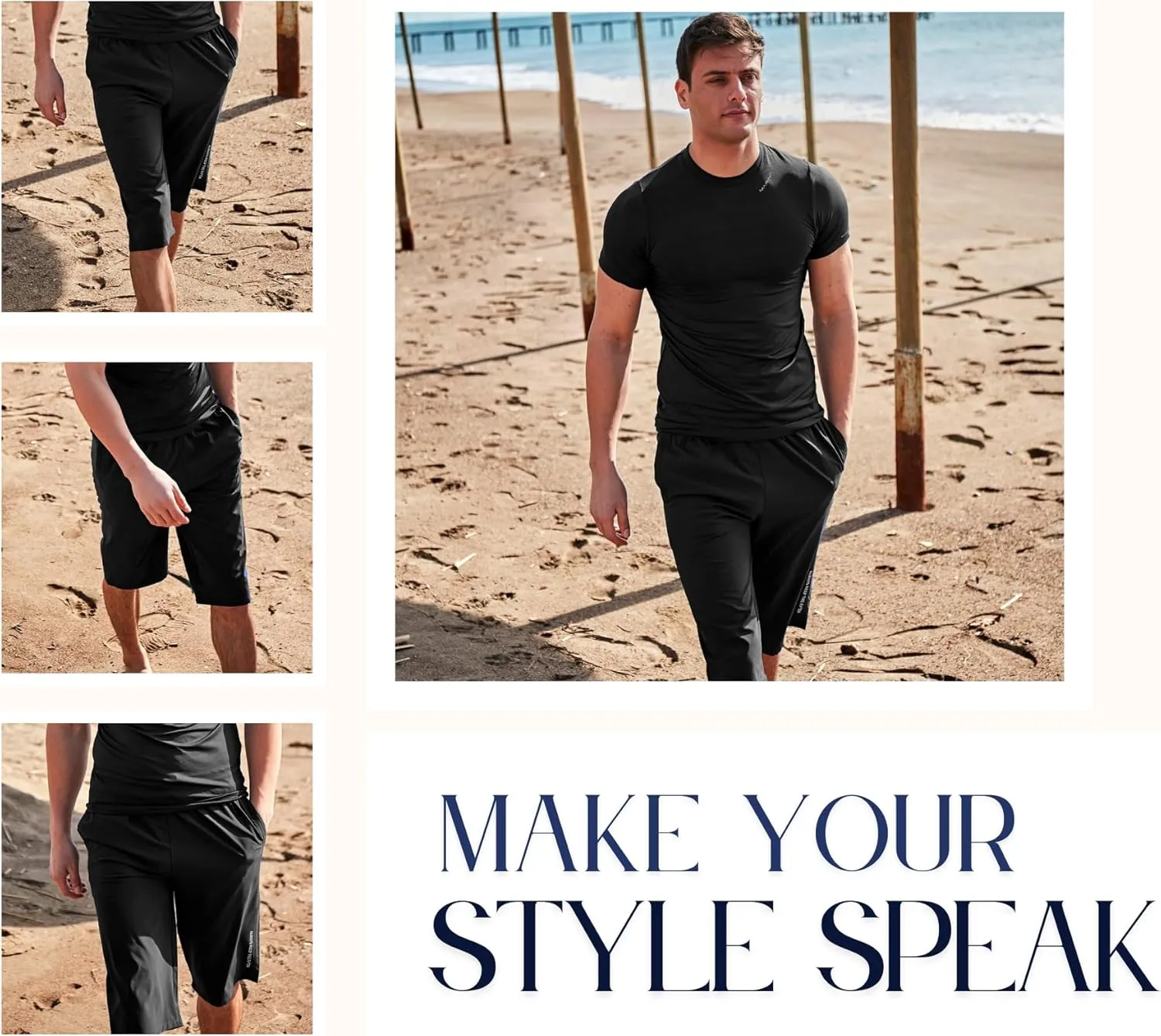 Islamic Men's Long-Fit Swimwear-Shorts | Knee-Length Modest Bathing Suits | Comfortable for Sports, Daily Wear