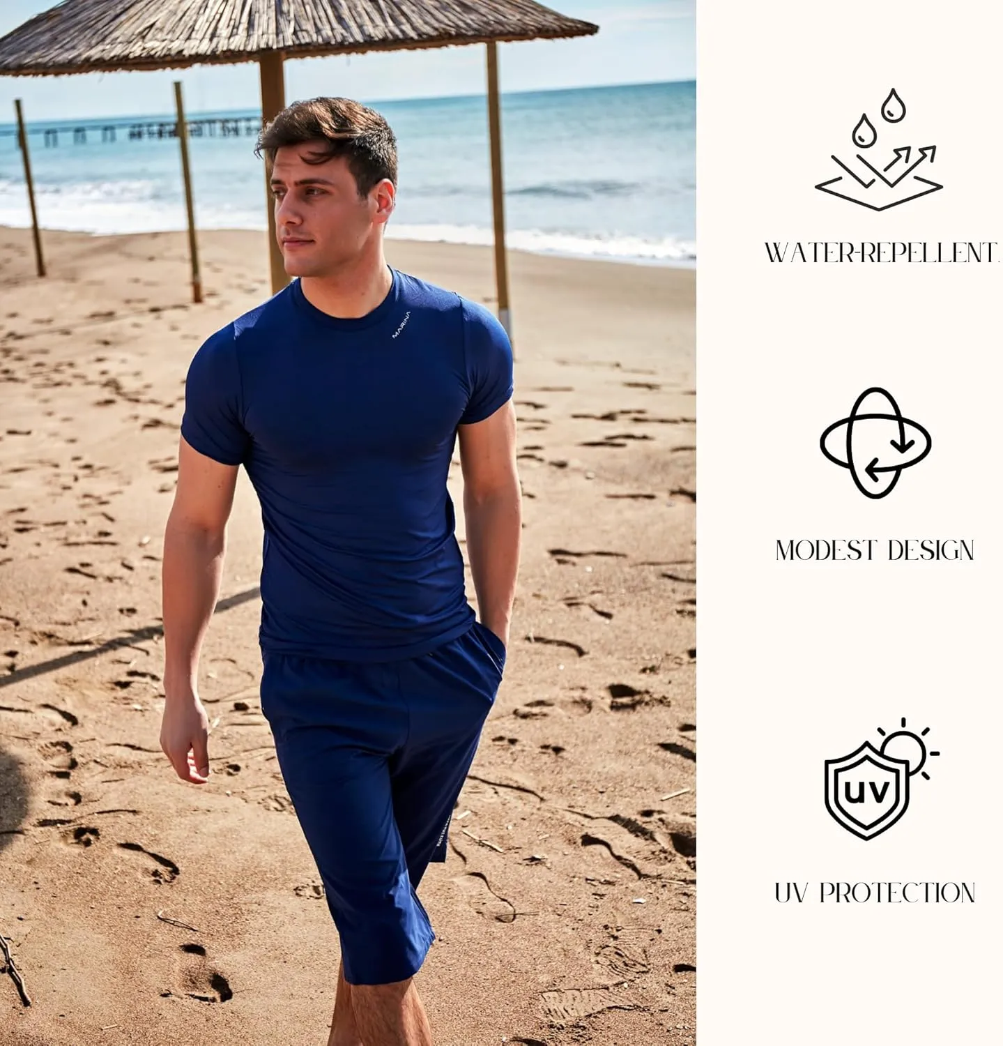 Islamic Men's Long-Fit Swimwear-Shorts | Knee-Length Modest Bathing Suits | Comfortable for Sports, Daily Wear