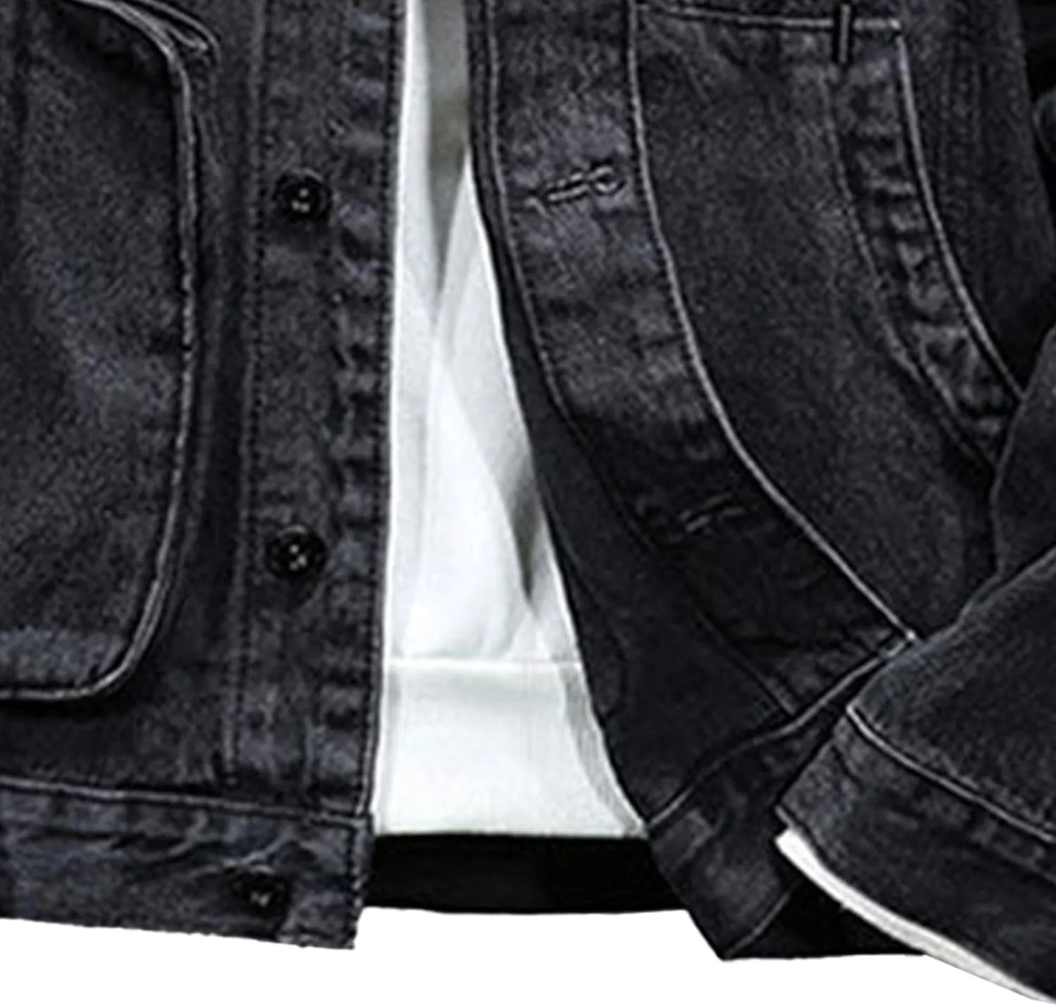 JEKE-DG Men's Distressed Denim Hoodie Jacket Casual Slim Fit Button Down Jeans Coat Long Sleeve Trucker Outwear