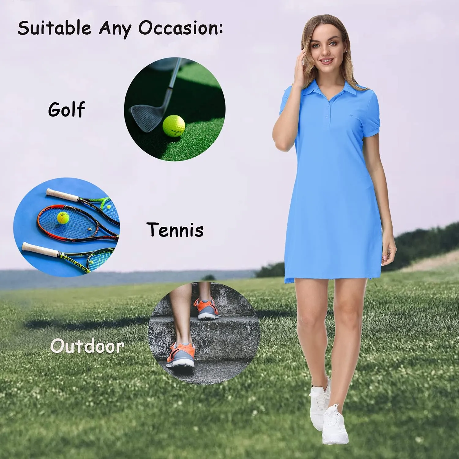 JINSHI Women T Shirt Dress Hiking/Tennis/Golf/Leisure Comfortable and Soft Athletic Dress for Women
