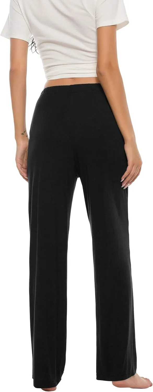JINSHI Womens Pajama Pants with Pockets Soft Comfortable Lightweight Elastic Drawstring Modal Pajama Bottoms Lounge Pants