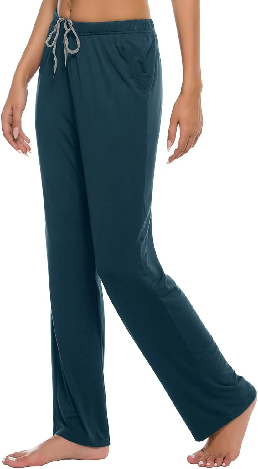 JINSHI Womens Pajama Pants with Pockets Soft Comfortable Lightweight Elastic Drawstring Modal Pajama Bottoms Lounge Pants