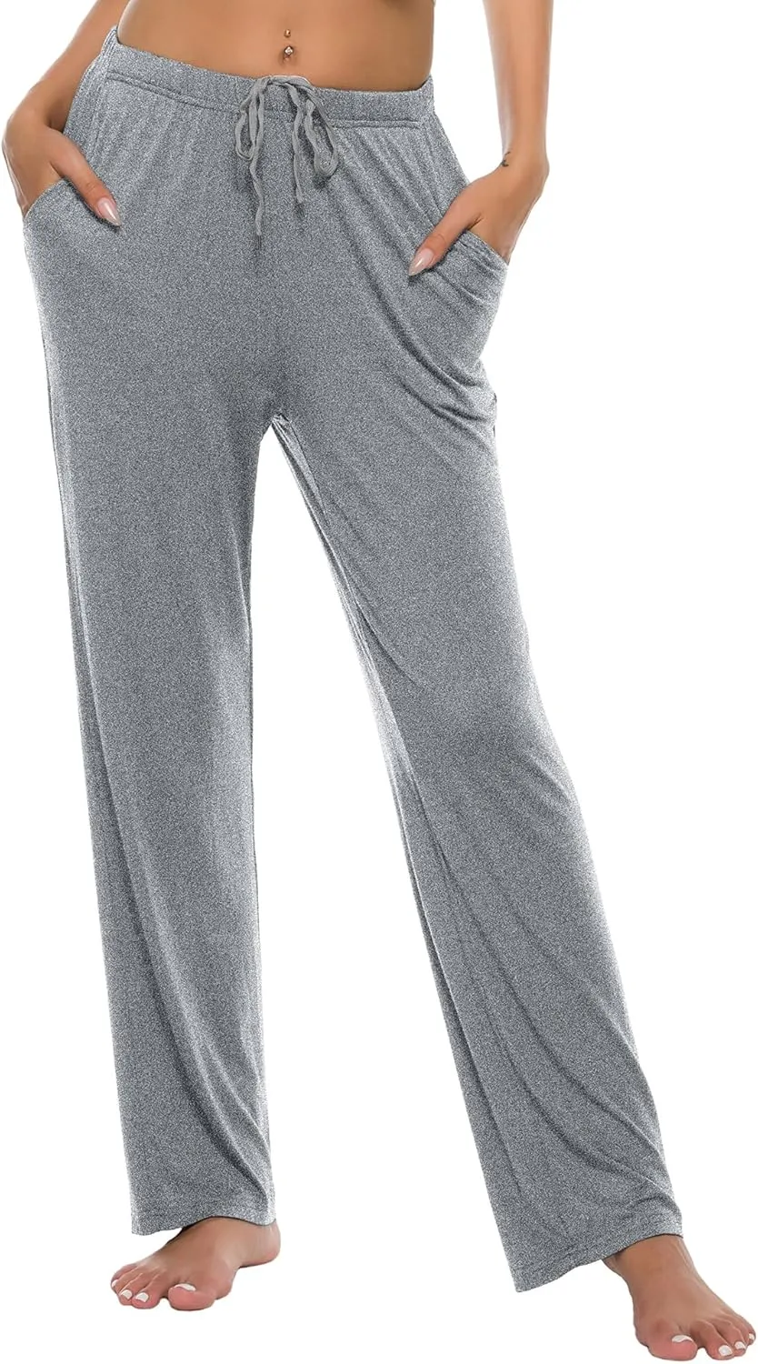 JINSHI Womens Pajama Pants with Pockets Soft Comfortable Lightweight Elastic Drawstring Modal Pajama Bottoms Lounge Pants