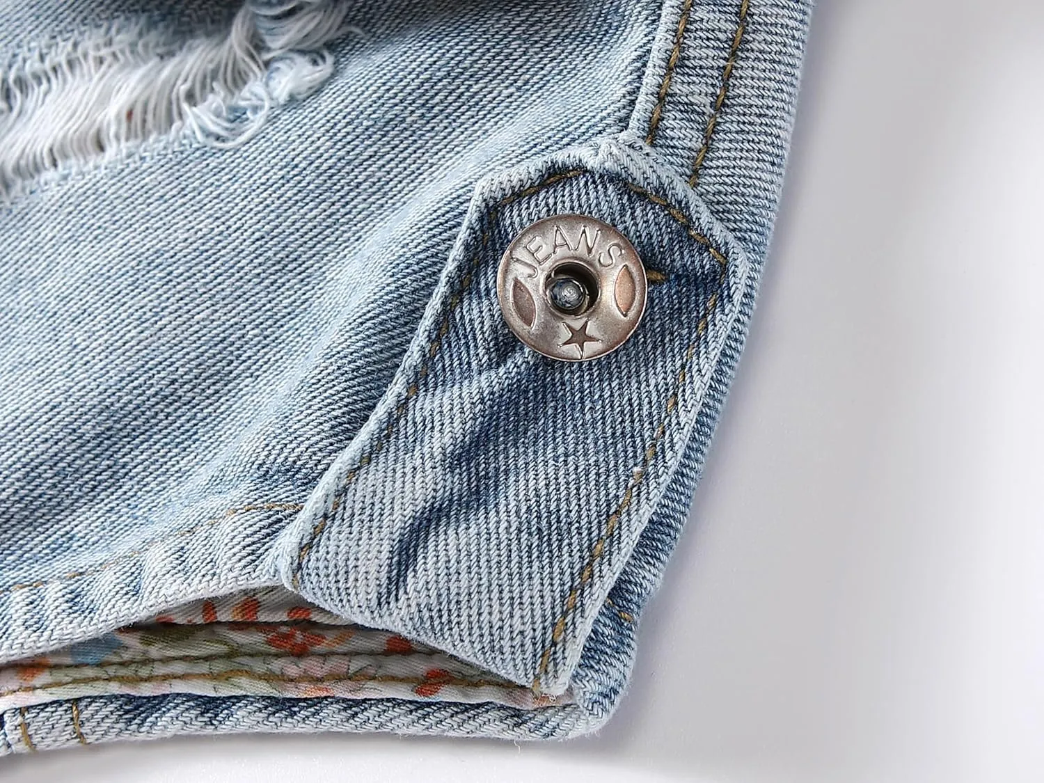 Kedera Womens Denim Jean Vest Classic Junior Button Up Cropped Distressed Sleeveless Jean Jacket
