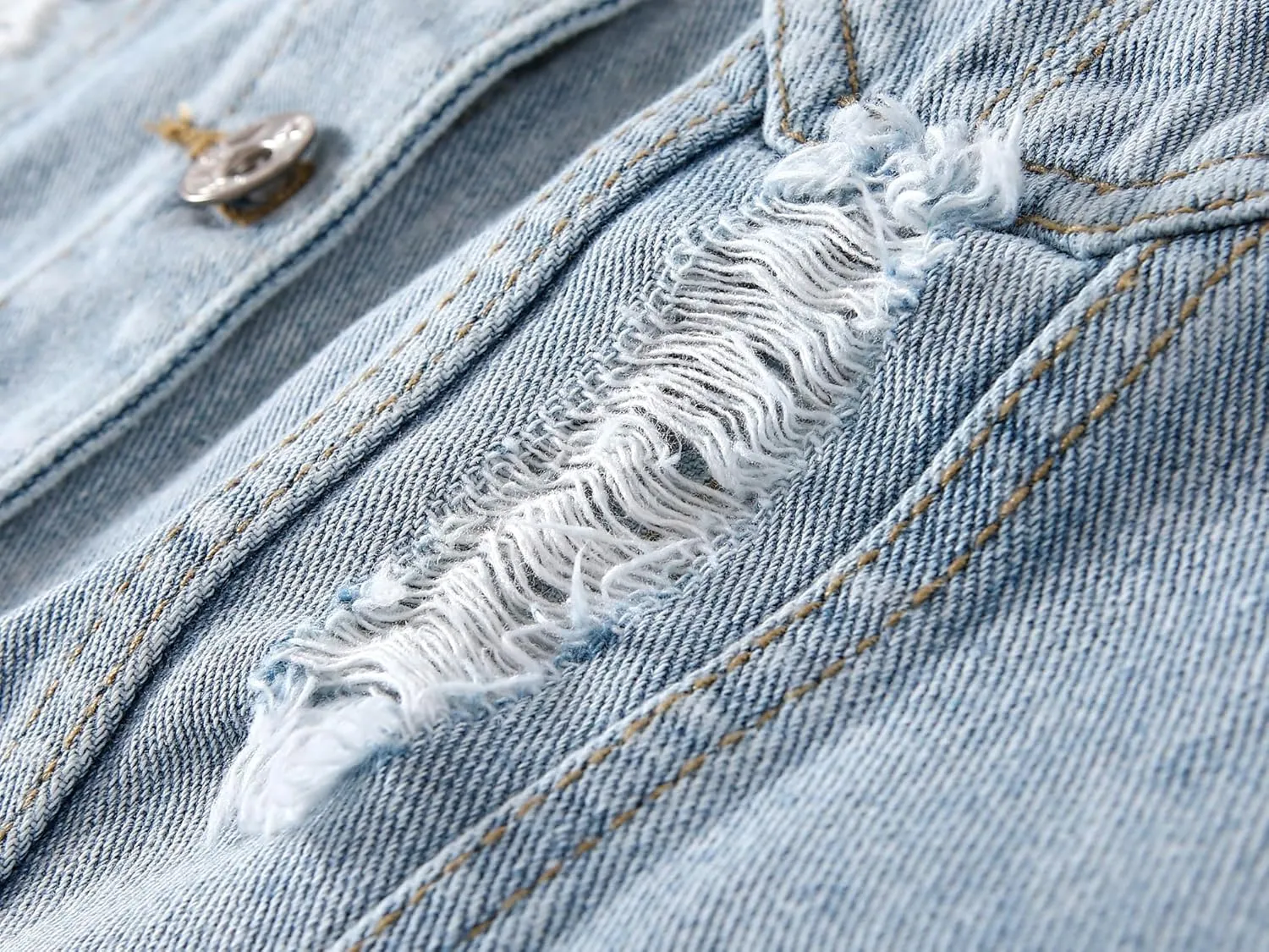Kedera Womens Denim Jean Vest Classic Junior Button Up Cropped Distressed Sleeveless Jean Jacket