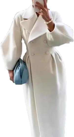 KELYWELL Women's Winter Wool Double Breasted Coats Notch Lapel Blend Long Pea Trench Coat Ankle Length Solid Color Coat