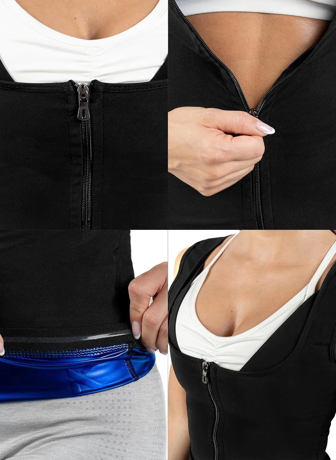 Kewlioo Women's Zipper Heat Trapping Sweat Enhancing Polymer Vest - Comfortable Sauna Suit Shirt Jacket Vest for Gym Yoga