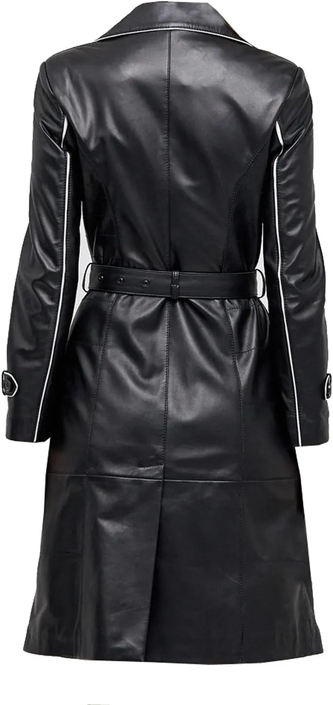 KIET Long Trech Coat Real Lambskin Leather Blazar for Women - Winter Wear