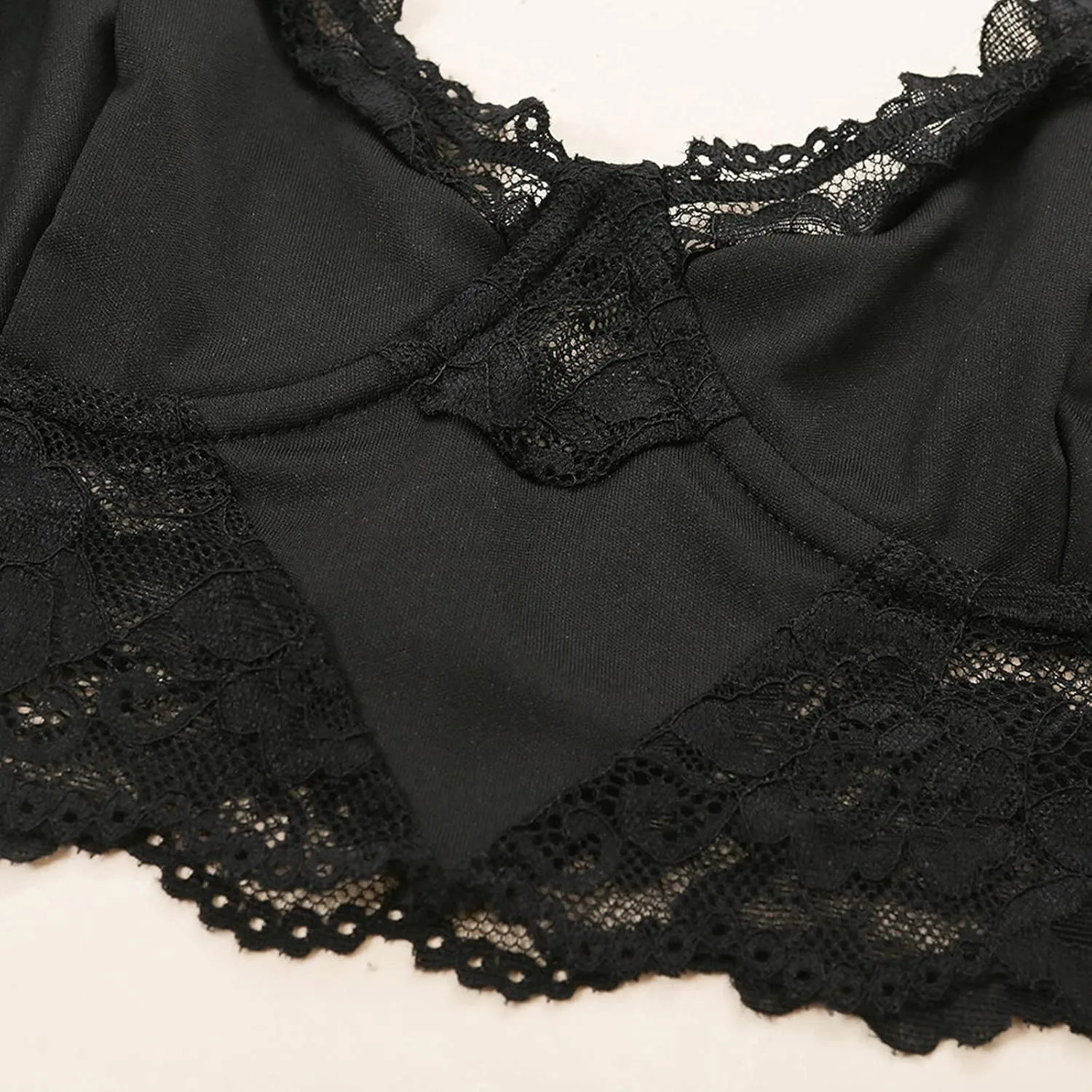 Lace Bralettes for Women, Deep V Plunge Bra Comfortable Convertible Strap Wire Free Criss Cross Back Bralette Crop Top