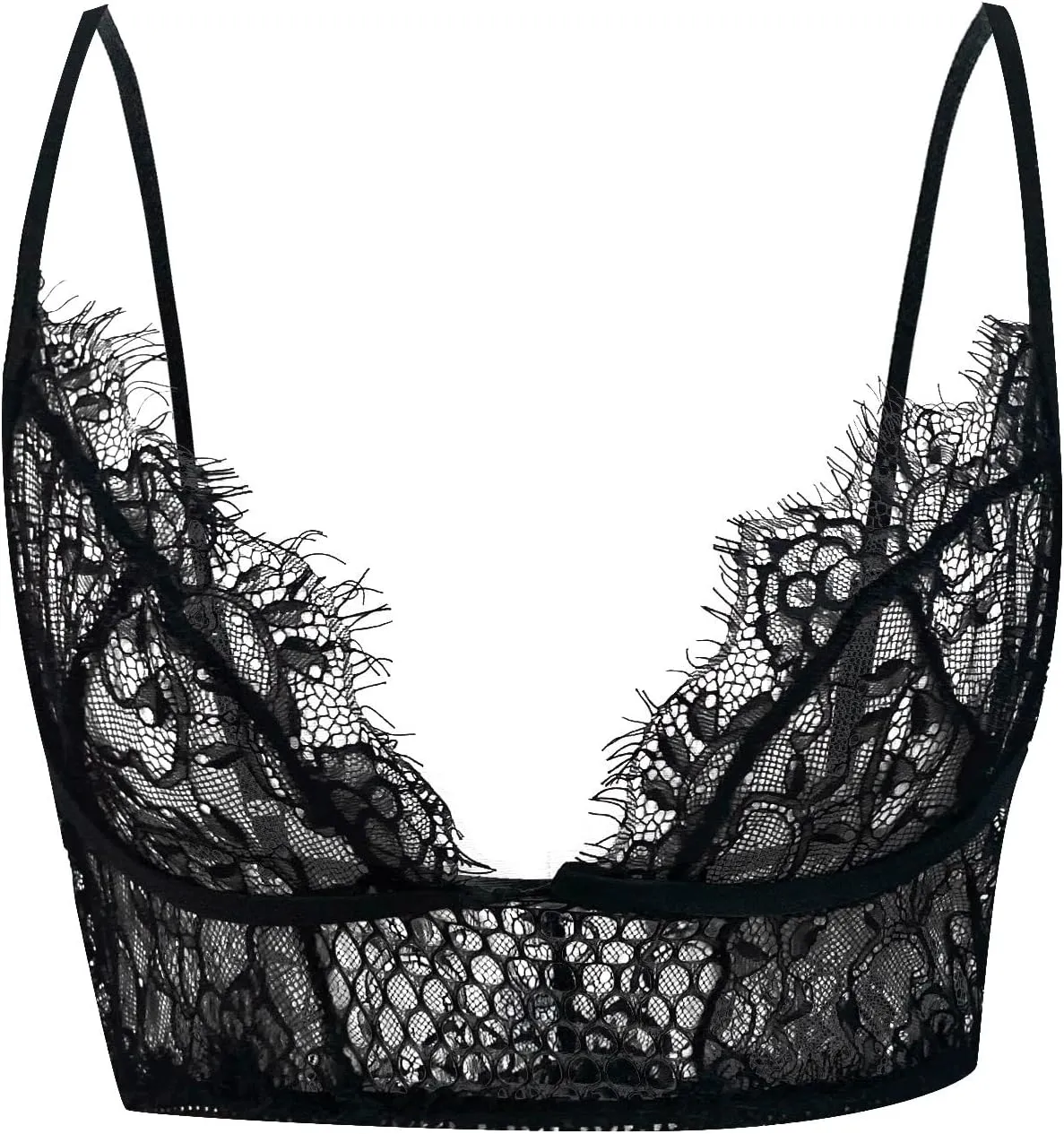 Lace Bralettes for Women, Deep V Plunge Bra Comfortable Convertible Strap Wire Free Criss Cross Back Bralette Crop Top