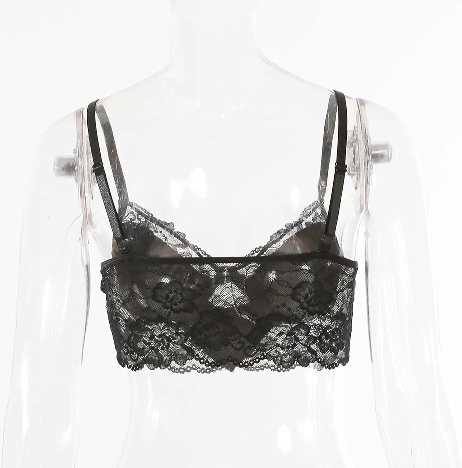 Lace Bralettes for Women, Deep V Plunge Bra Comfortable Convertible Strap Wire Free Criss Cross Back Bralette Crop Top