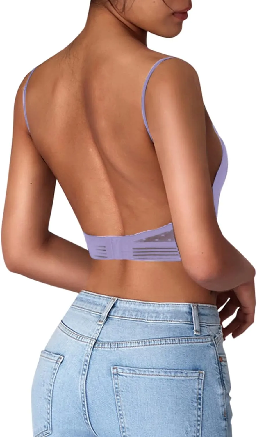 Lace Bralettes for Women, Deep V Plunge Bra Comfortable Convertible Strap Wire Free Criss Cross Back Bralette Crop Top