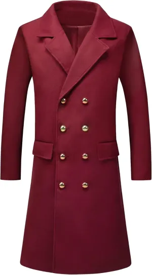 Lars Amadeus Overcoat for Men's Winter Double Breasted Slim Fit Business Trench Coats