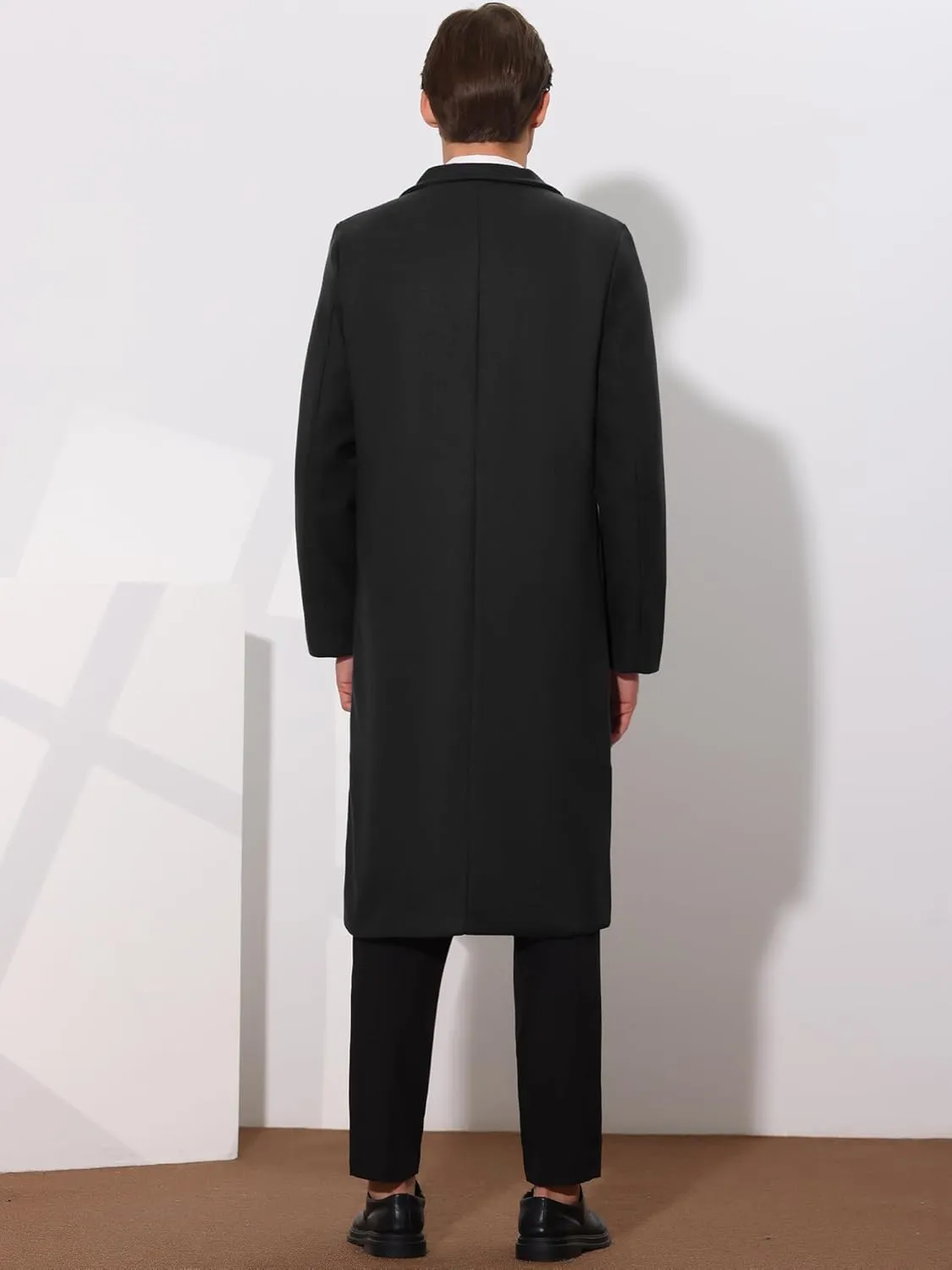 Lars Amadeus Winter Trench Coat for Men's Single Breasted Notch Lapel with Pockets Formal Overcoat