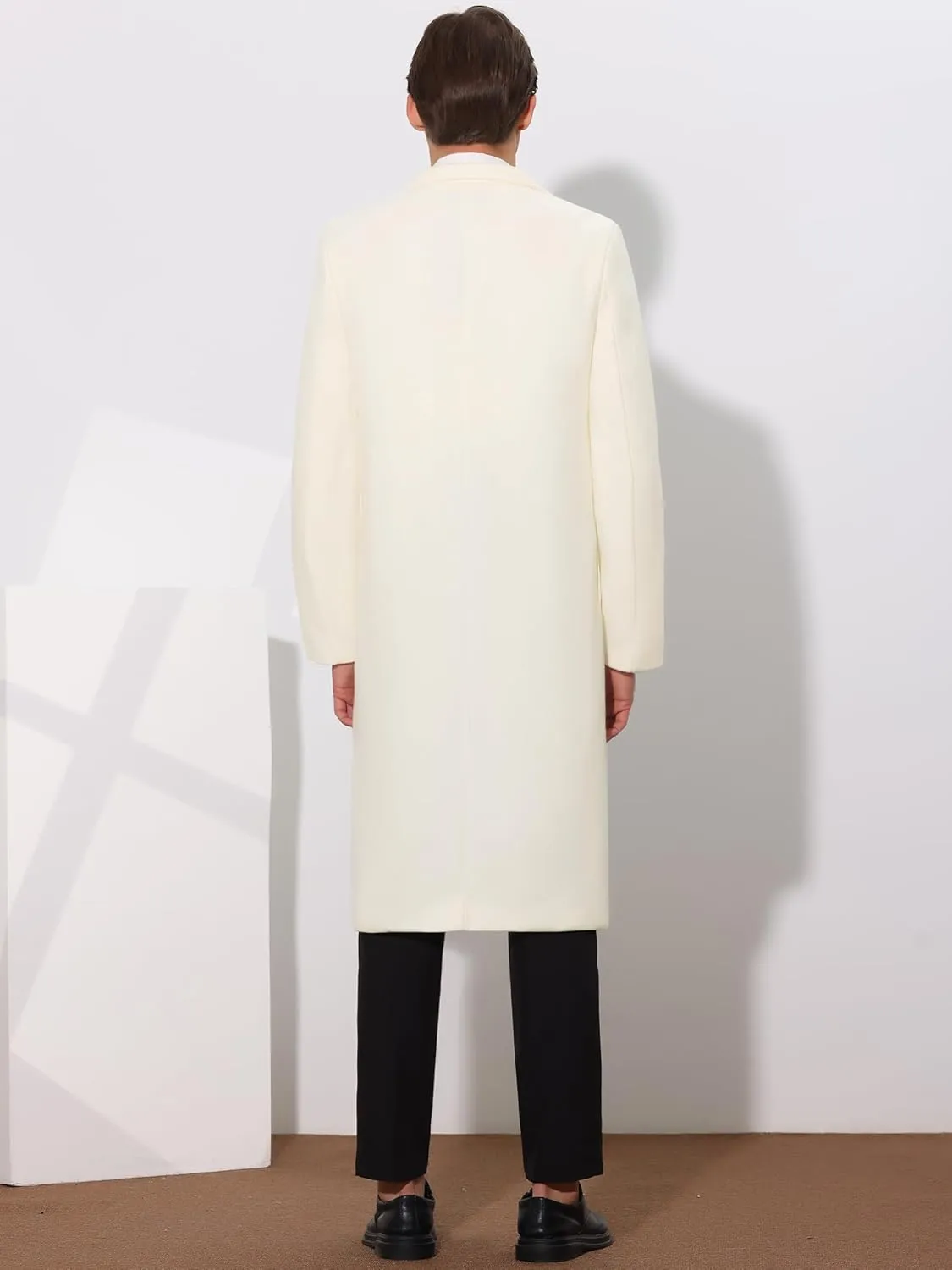 Lars Amadeus Winter Trench Coat for Men's Single Breasted Notch Lapel with Pockets Formal Overcoat