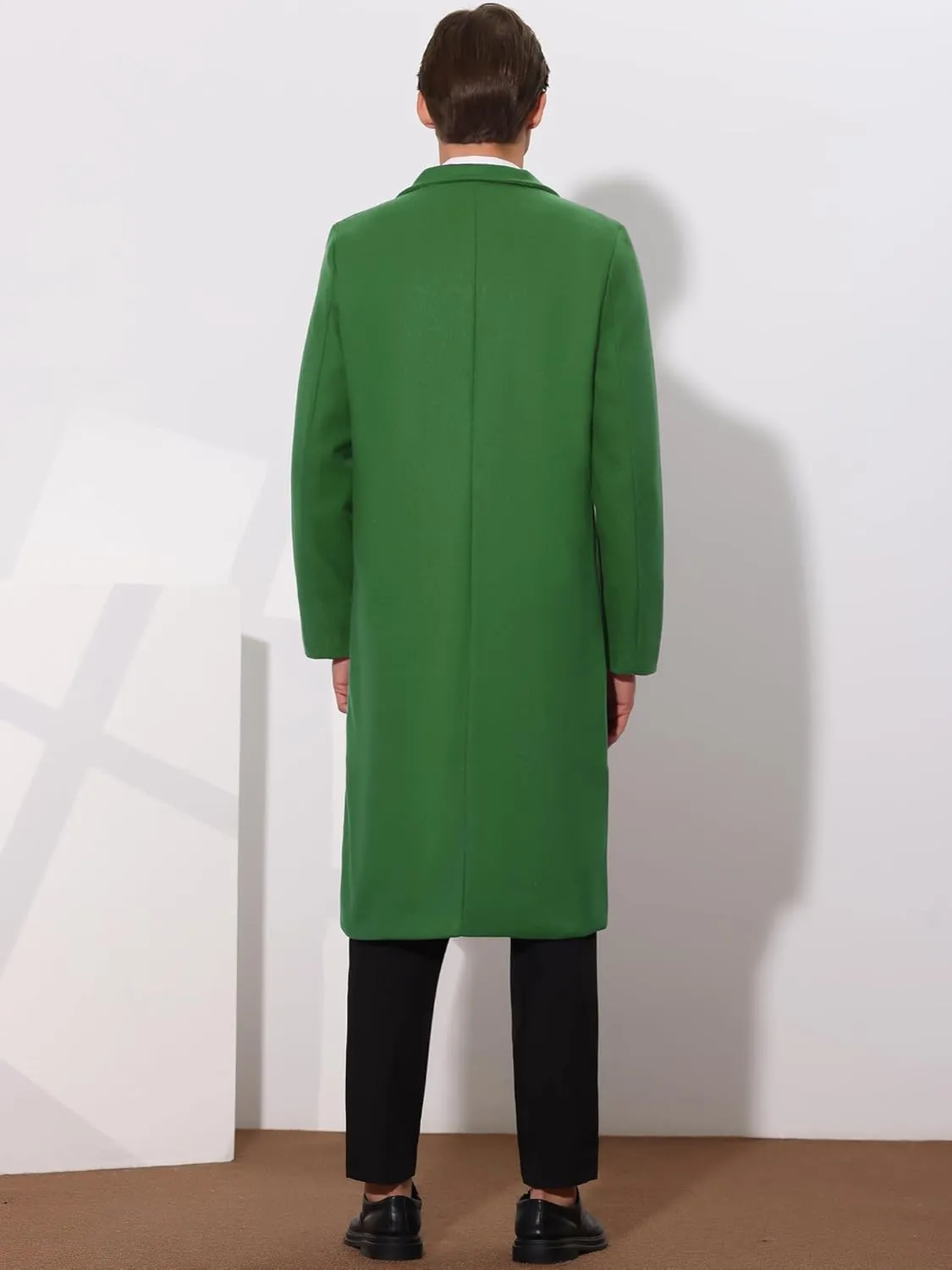 Lars Amadeus Winter Trench Coat for Men's Single Breasted Notch Lapel with Pockets Formal Overcoat
