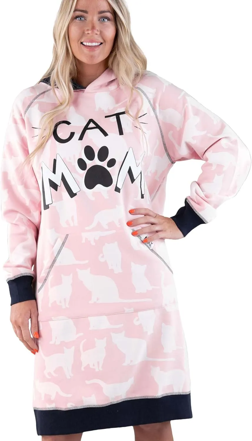 Lazy One Oversized Hoodie Sweatshirt, Comfortable Sleepwear, Sweater Dress for Women