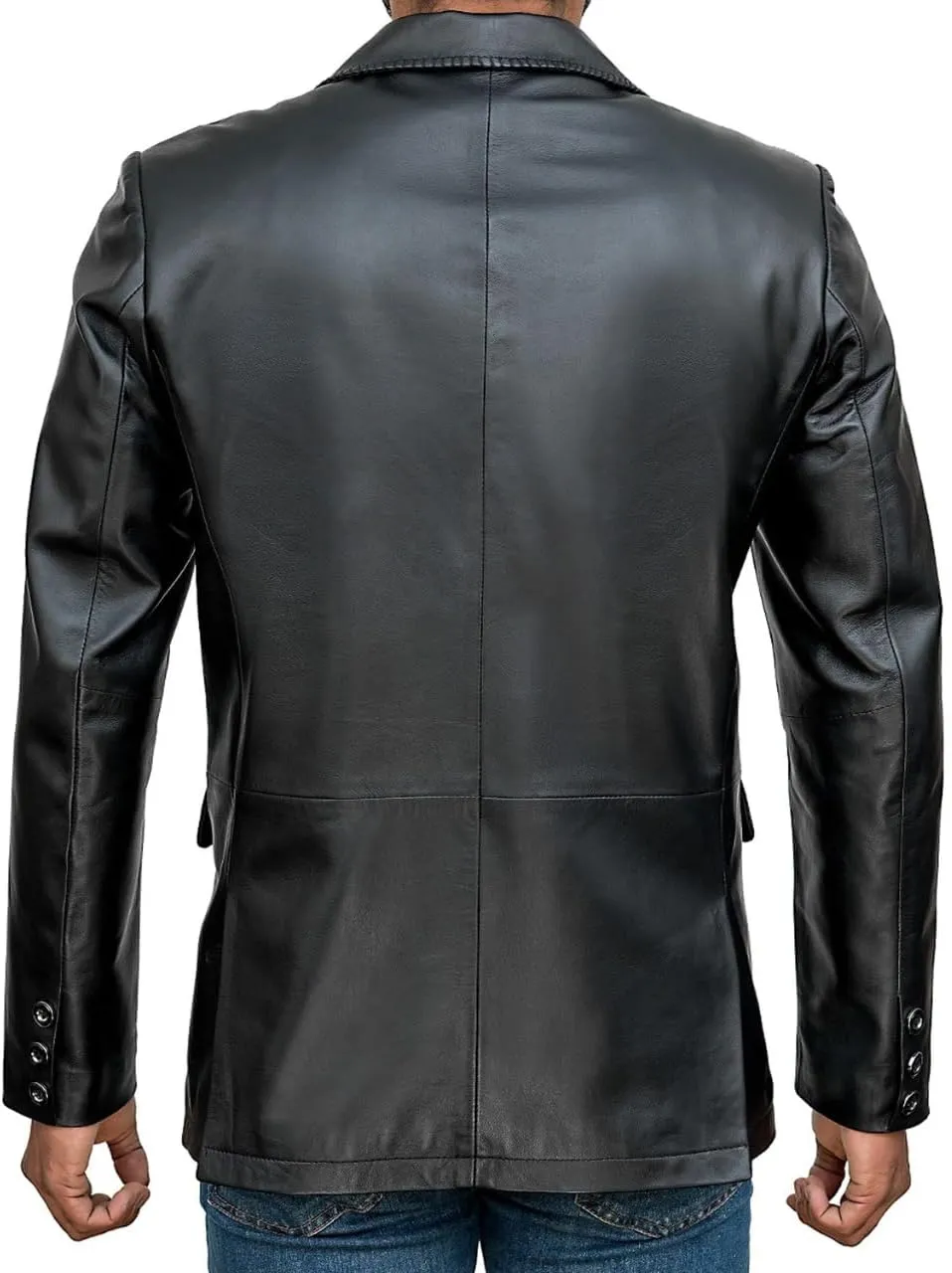 Leather Blazer for Men - Black Real Lambskin Casual Men's Leather Jacket Coats