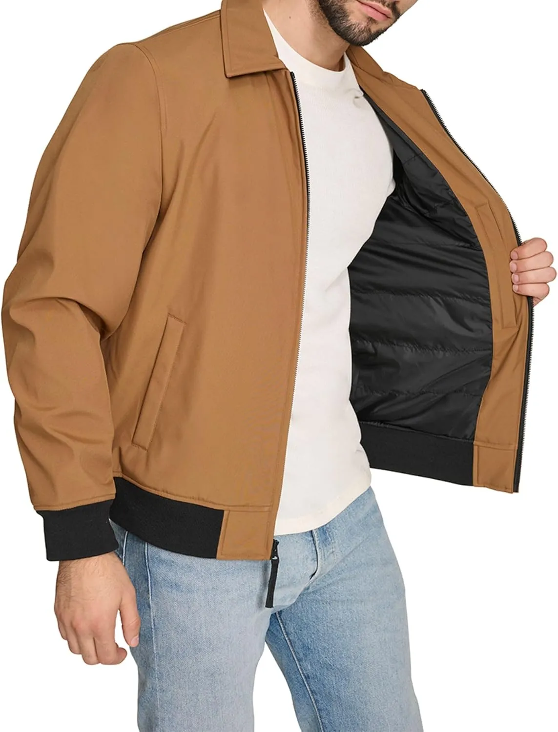 Levi's Men's Lightweight Softshell Varsity Rib Knit Bomber Jacket