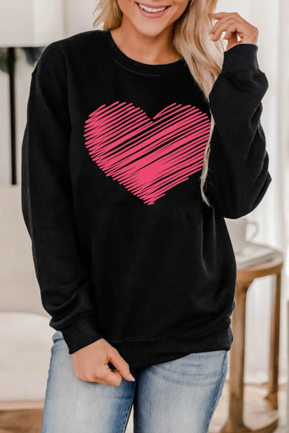 LHBNK Valentines Sweatshirt Women Love Heart Shirts Pullover Long Sleeve Tops